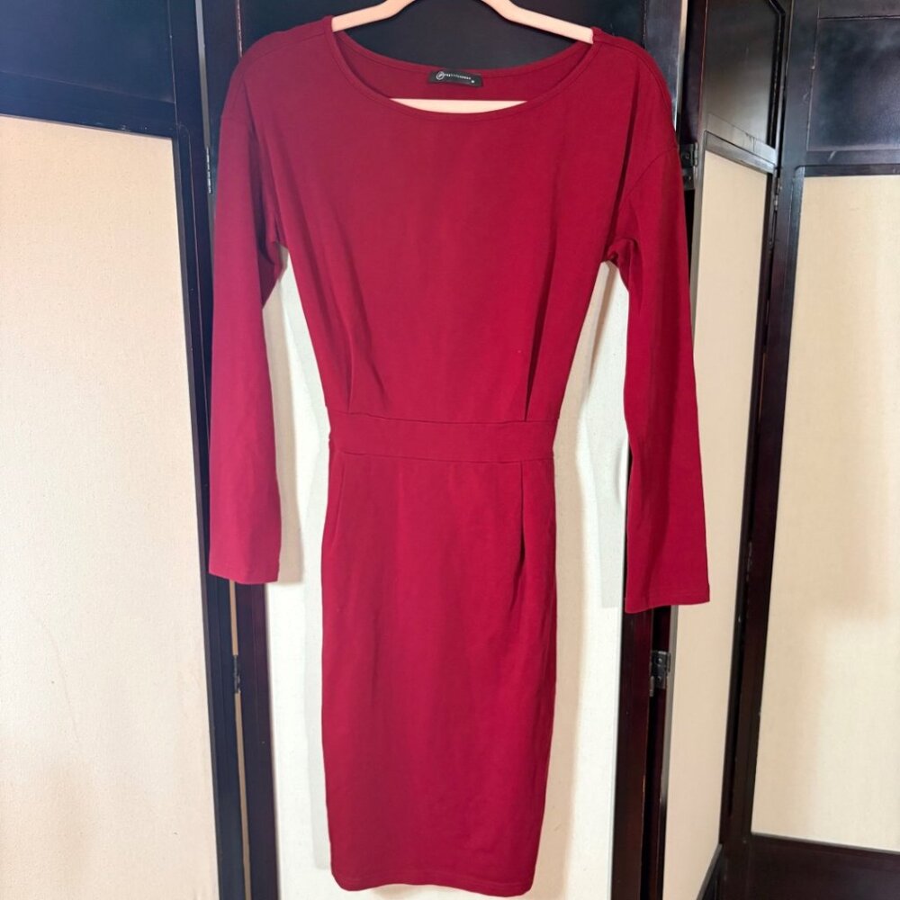 PrettyGarden Red Long Sleeve Bodycon Midi Dress Tie Back M - Picture 5 of 9